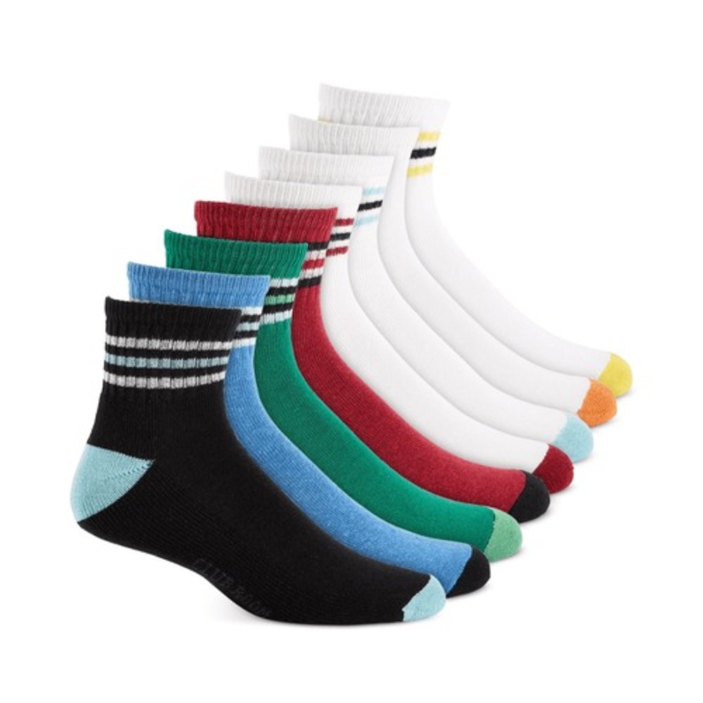Club Room Men's 8pk. Stripe Quarter Socks,  - White Size socks Size Show7-12